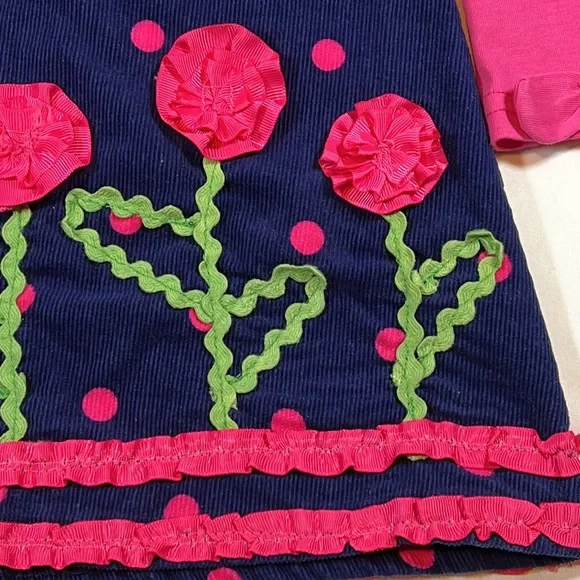 🎀Nannette Girls Navy and Pink Corduroy Dress Size 24m - Picture 3 of 8